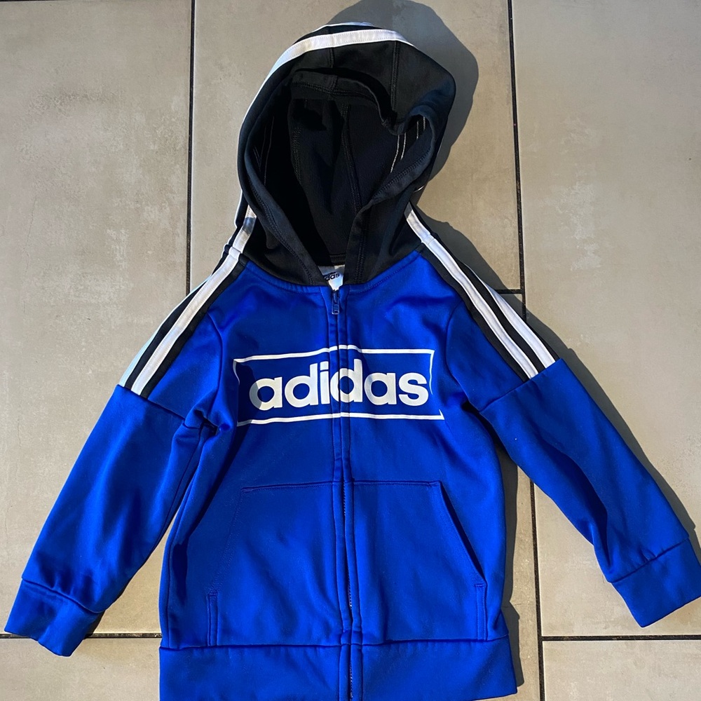 Adidas Kids Royal Blue Zip-Up Hoodie Size 4T
